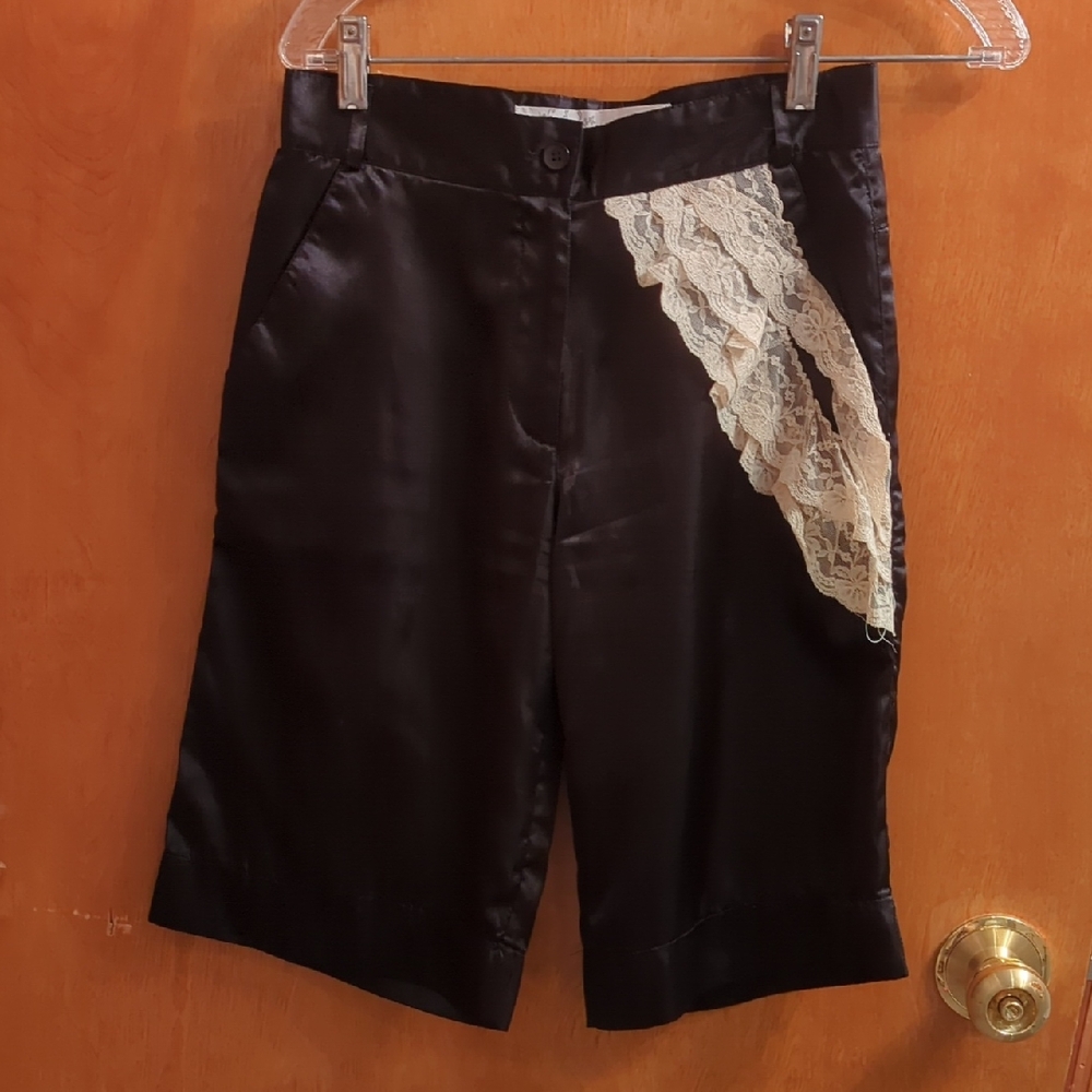 Black Shorts with Lace Detail